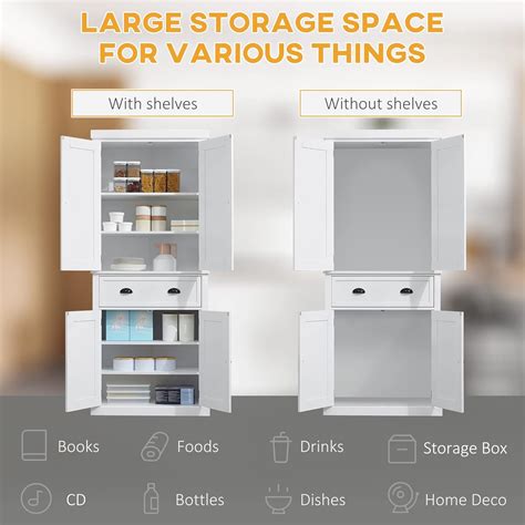 Buy HOMCOM 72 Traditional Freestanding Kitchen Pantry Cupboard with 2 ...