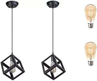 Buy Diktmark Black Metal Cube Ceiling Pendant Light Square Hanging ...