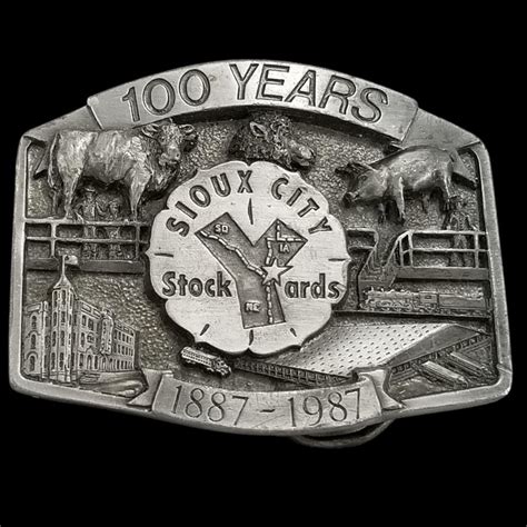 Sioux City Stockyards 100 Years 1987 Belt Buckle Limited Edition Pewter ...