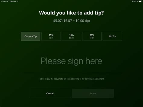 Customize the Sign and Tip Screen