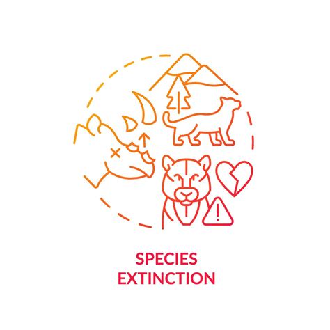 Species extinction red gradient concept icon. Wild animals loss. Consequence of overpopulation ...