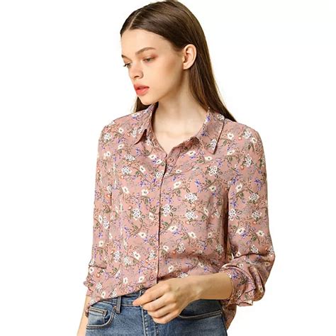 Women's Button Down Long Sleeve Ditsy Floral Shirt