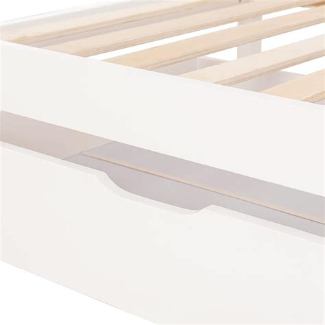 Buy Merax Double Bed with Storage Drawers, White 4ft6 Solid Pine Wooden ...