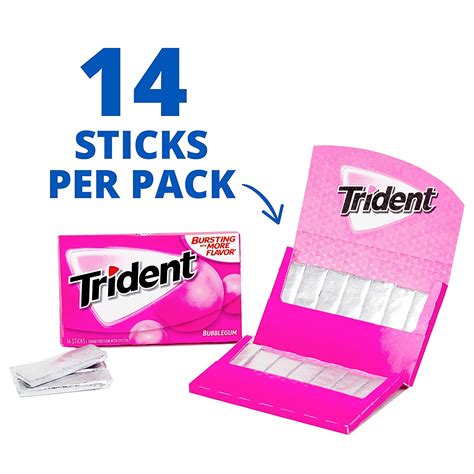 Trident Gum Bubblegum - Sugar Free Chewing-Gum 14 Sticks Pack