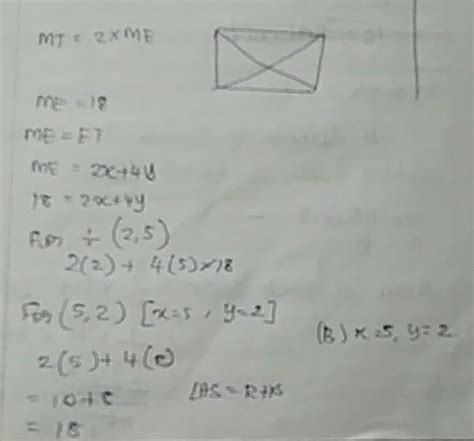 Given: Rectangle MATH, diagonals = 36 in. ME = 2x +4y and ET = 4x – y ...