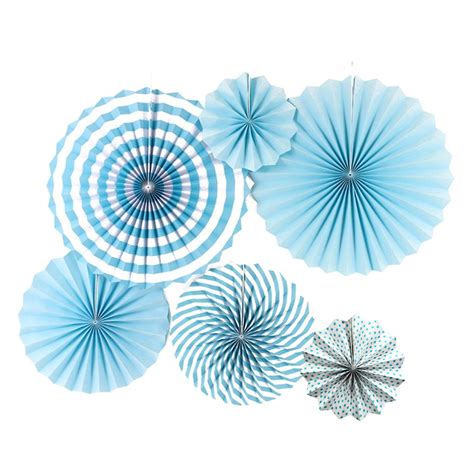Party Propz Blue Paper Fans for Decoration - Set of 6 Pcs Paper ...