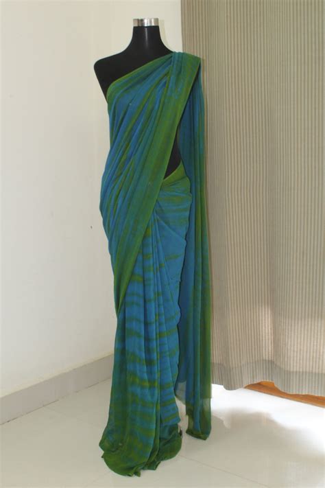 Buy shibori tie and dye georgette saree online – Akrithi