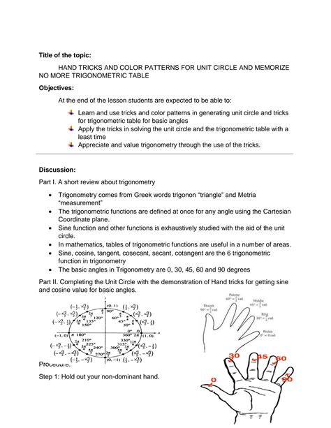 Image result for Unit Circle Hand