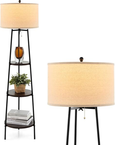 GOFLAME Floor Lamp with Shelves, Standing Floor Lamp with 3 Tier ...