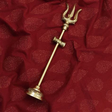 Brass Shiva Trishul with Damru (Pital Mahadev Trishul Damaru) – Pujalane