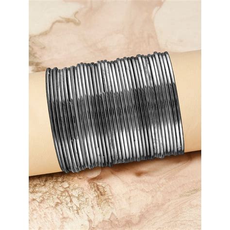Buy OOMPH Combo of 36 Oxidised Black Silver Bangle Set for Size 2.6 Online