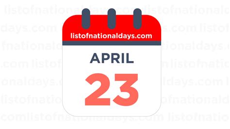 APRIL 23RD: National Holidays, Observances & Famous Birthdays