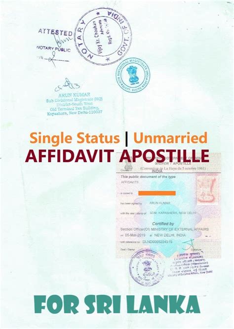 Unmarried Affidavit Apostille Sri Lanka|Attestation|Bachelorhood ...