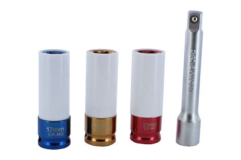 ABN 1/2 Thin Wall Impact Socket Set - 3 Metric Sockets with Extension ...