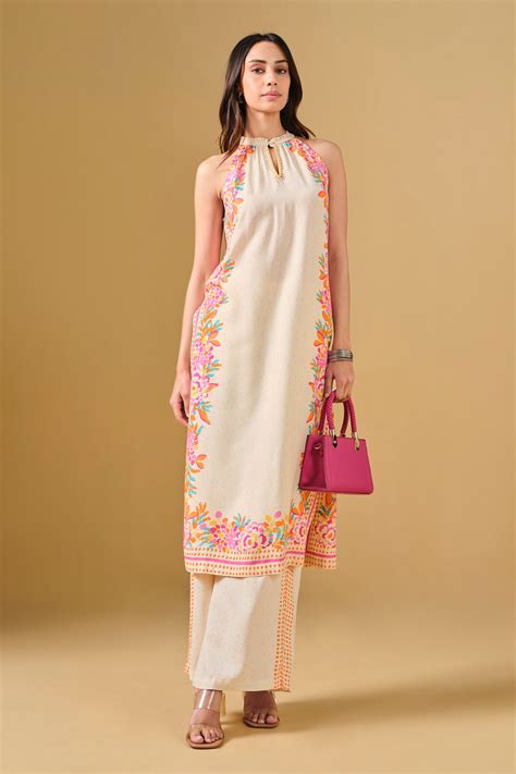 Buy Floral Print Viscose Kurta Set Online In India at Global Desi ...