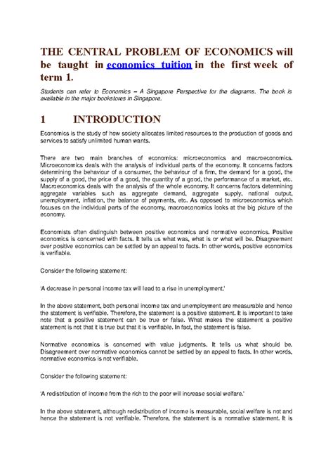 THE Central Problem OF Economics - THE CENTRAL PROBLEM OF ECONOMICS ...