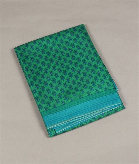 Buy Green Printed Silk Saree T378338