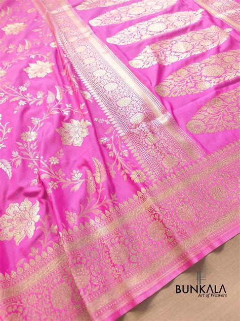 Shop Pink Jaal Banarasi Silk Saree – BUNKALA