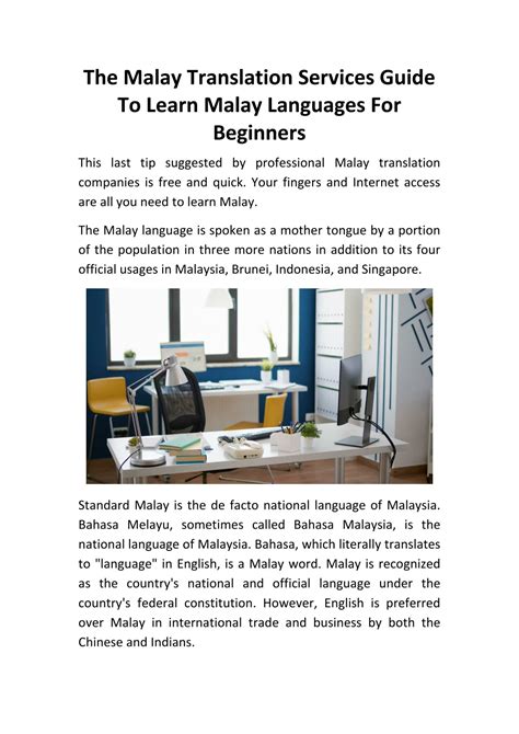 PPT - The Malay Translation Services Guide to Learn Malay Languages for Beginners PowerPoint ...
