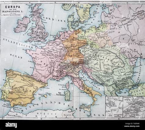 Historical map of Europe from the time of Napoleon I. / Historische Landkarte von Europa zur ...