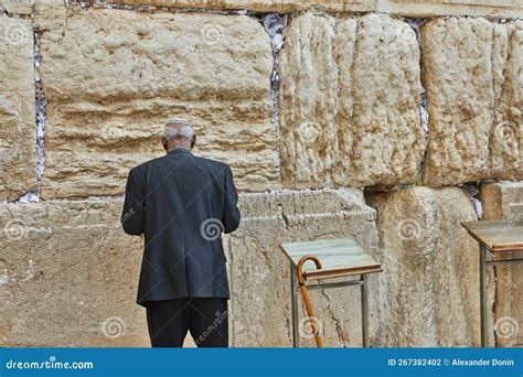 View of the Wailing Wall with Worshipers, the Shrine of the Jewish Religion in Jerusalem ...