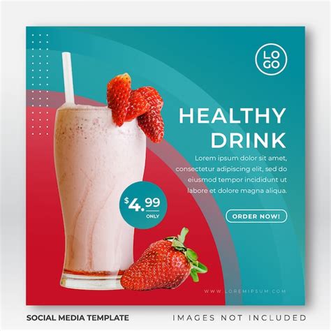 Drink instagram post template for social media | Premium Vector