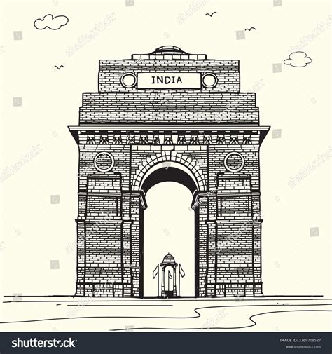 Indian Gate Delhi Handdrawn Sketch Illustration Stock Vector (Royalty Free) 2269708527 ...