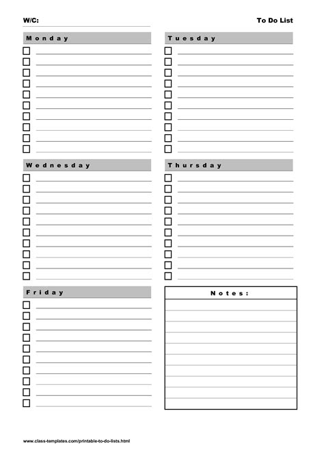 Printable to-do list 5-days weekly plan Gratis