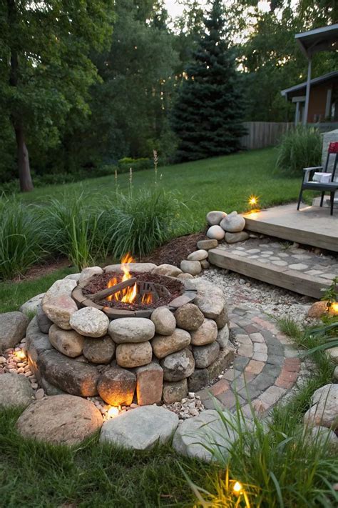 17+ Stunning River Rock Fire Pit Ideas
