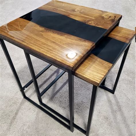 Sleek Black Epoxy River Nesting Tables – Saajawat