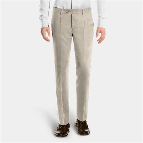 Cream linen double pleat slim fit Trousers