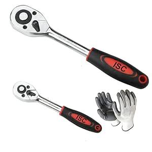 ISC Professional 1/2" + 1/4" Drive Shaft Ratchet Handle Combo For HEX ...
