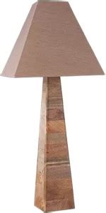 Jaquar 7W Fabric Shade with Wooden Vertical Pyramid Base Table Lamp ...