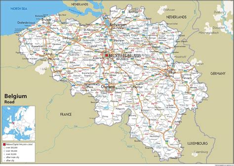 Road Map of Belgium - Size A1-59.4 x 84.1cm - Paper Laminated : Amazon.co.uk: Stationery ...