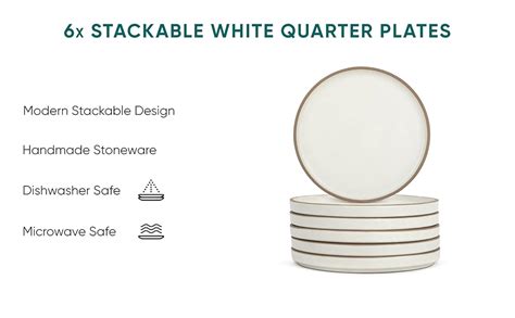 Buy Shay Quarter Plates Set of 6, White Series | Matte Finish | Premium ...