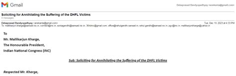 Soliciting for Annihilating the Suffering of the DHFL Victims: A Letter ...