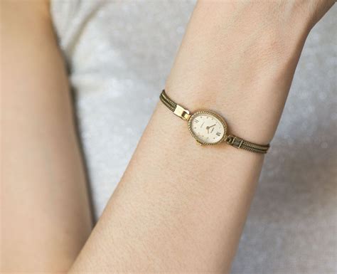 Delicate lady watch Seagull, gold plated women's wrist watch, cocktail ...