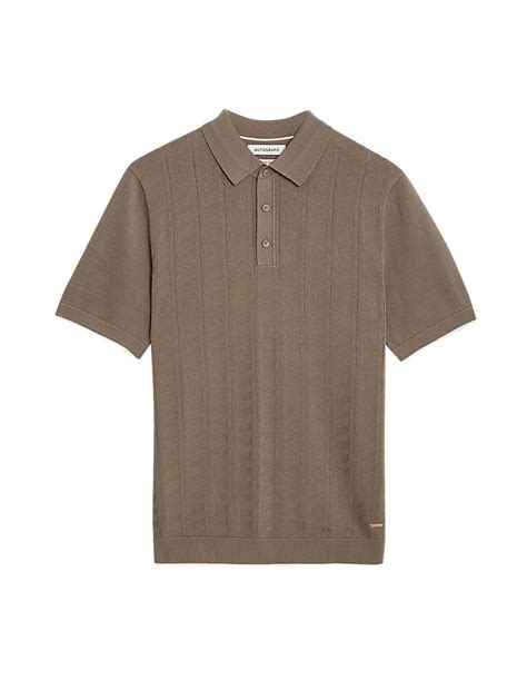 Buy Cotton Rich Textured Knitted Polo Shirt at Marks & Spencer