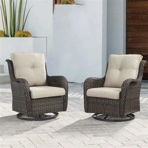 Amazon.com: HUMMUH Outdoor Swivel Rocker PE Wicker Patio Chairs Set of ...
