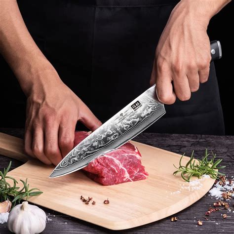 Buy SHAN ZU Chef Knife 8 Inch Japanese Steel Damascus Kitchen Knife ...