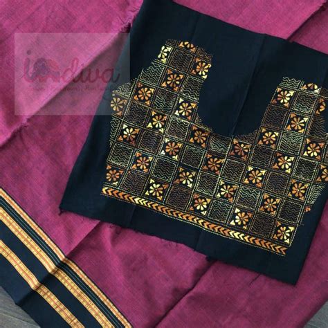 Handwoven Red & Black Ilkal Saree With Gayatri Border – Indiva