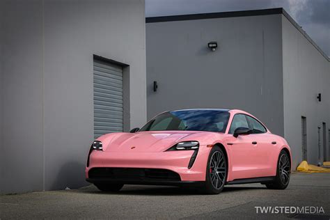 Porsche Taycan Gloss Light Pink Vinyl Wrap| Vancouver