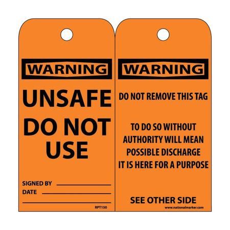 Nmc Warning Unsafe Do Not Use Tag, Pk25 RPT150 | Zoro