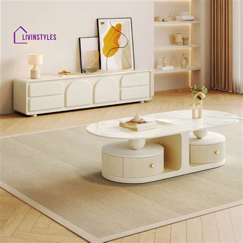Bhavin Stainless Steel Frame Coffee Table for Living Room - Single Tab ...