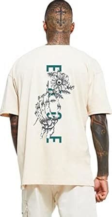 Buy EDGE8 Oversized Print Crew Neck Mens Tshirt Beige at Amazon.in