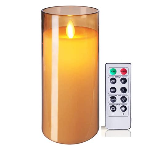 LTETTES Flameless LED Candles AA Battery Powered with Gold Acrylic ...