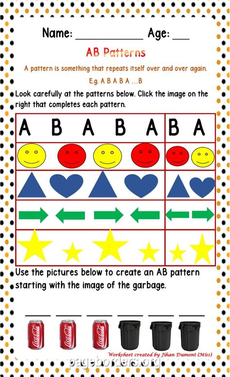 Image result for AB Pattern Worksheet