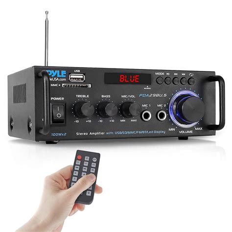 Pyle Wireless Bluetooth Stereo Power Amplifier - 200W Dual Channel ...