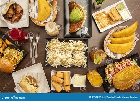 A Large Sample of Typical Dishes of Venezuelan Gastronomy Stock Photo ...