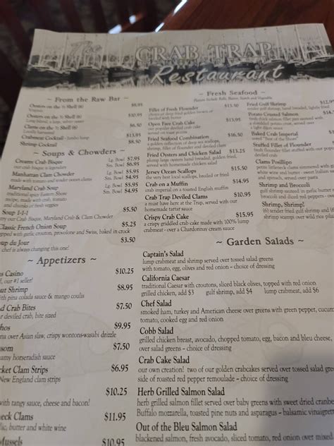 Menu at The Crab Trap pub & bar, Somers Point